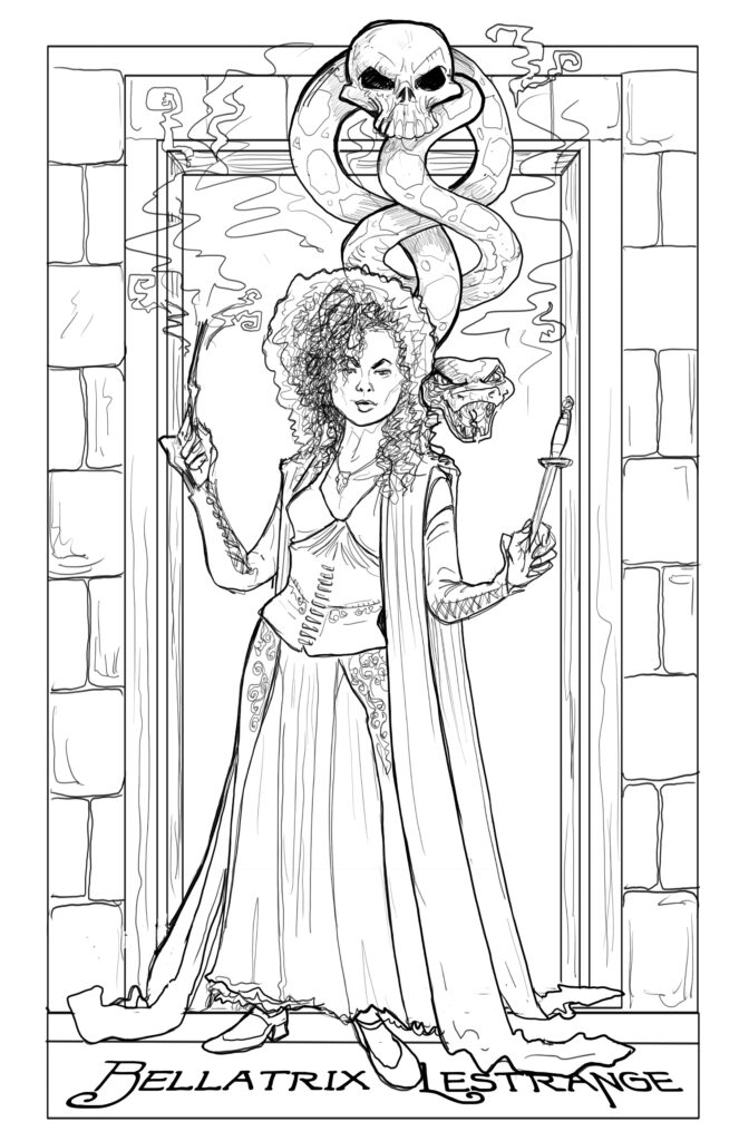 Bellatrix harry potter portrait character illustration