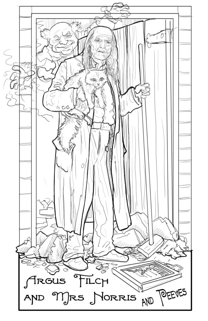 Filch harry potter portrait character illustration