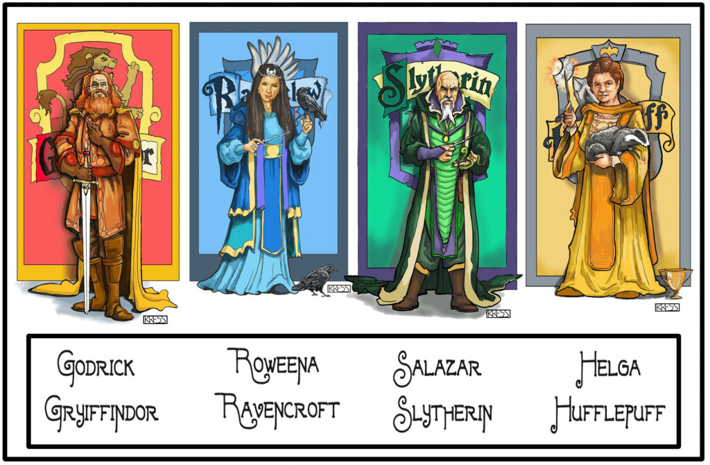 Founding Houses harry potter portrait character illustration
