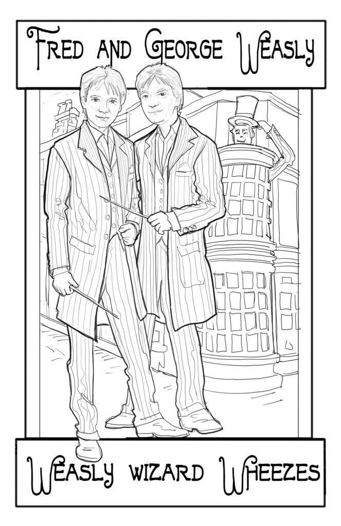 Fred and George harry potter portrait character illustration
