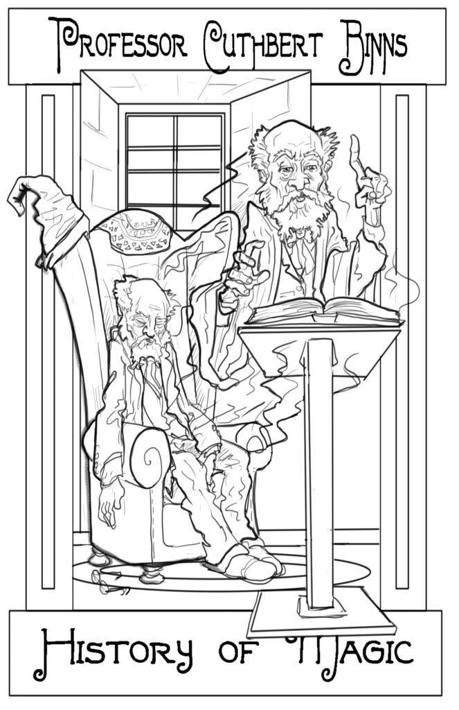 Cuthburt Binns harry potter portrait character illustration