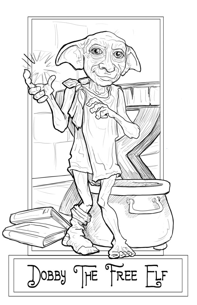 Dobby harry potter portrait character illustration