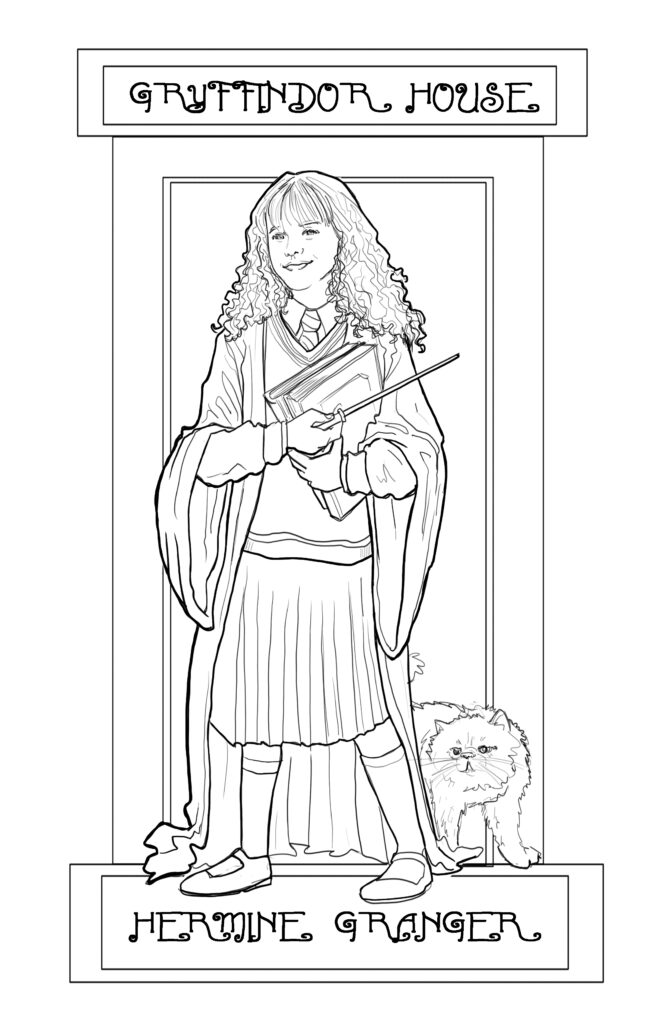 Hermine harry potter portrait character illustration