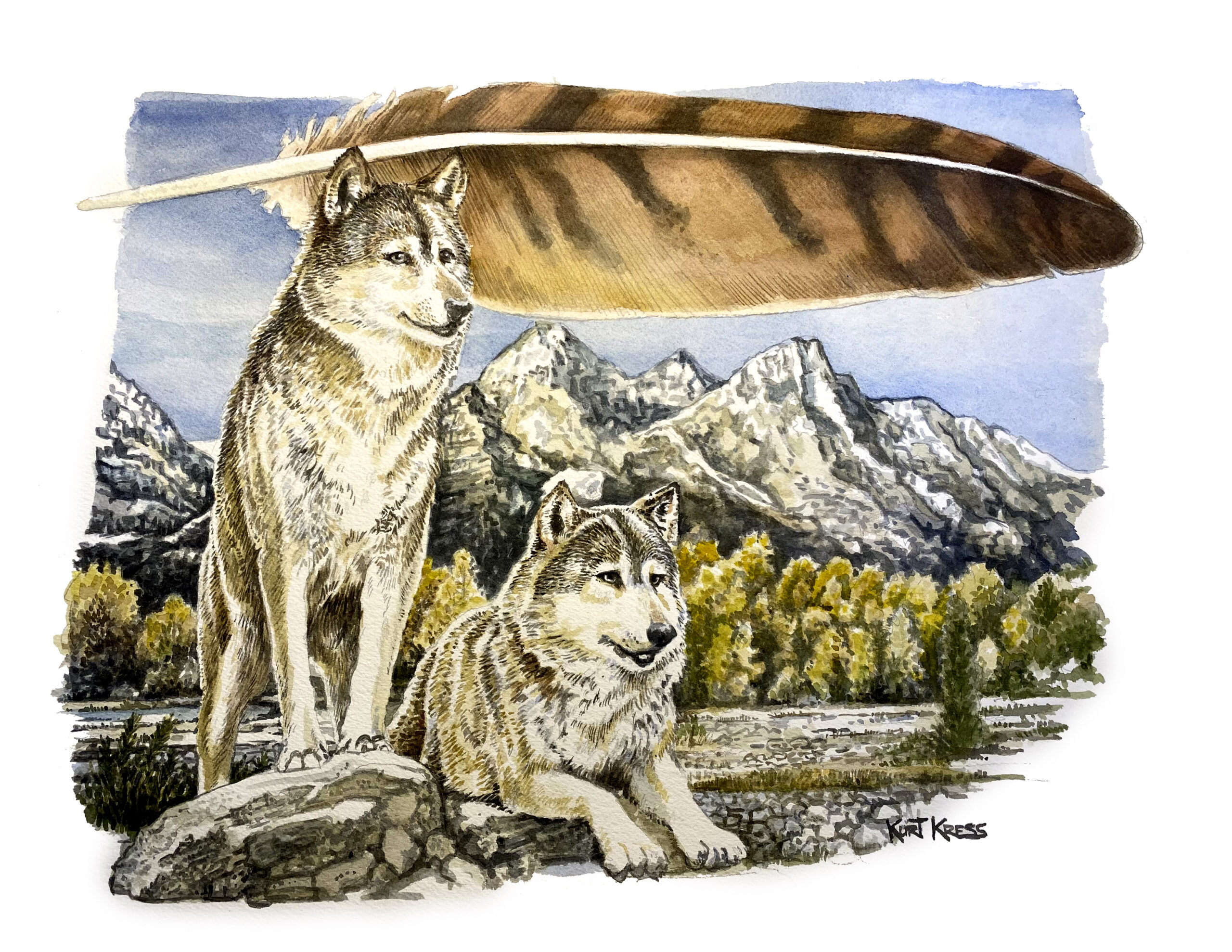 wolves for kristen watercolor