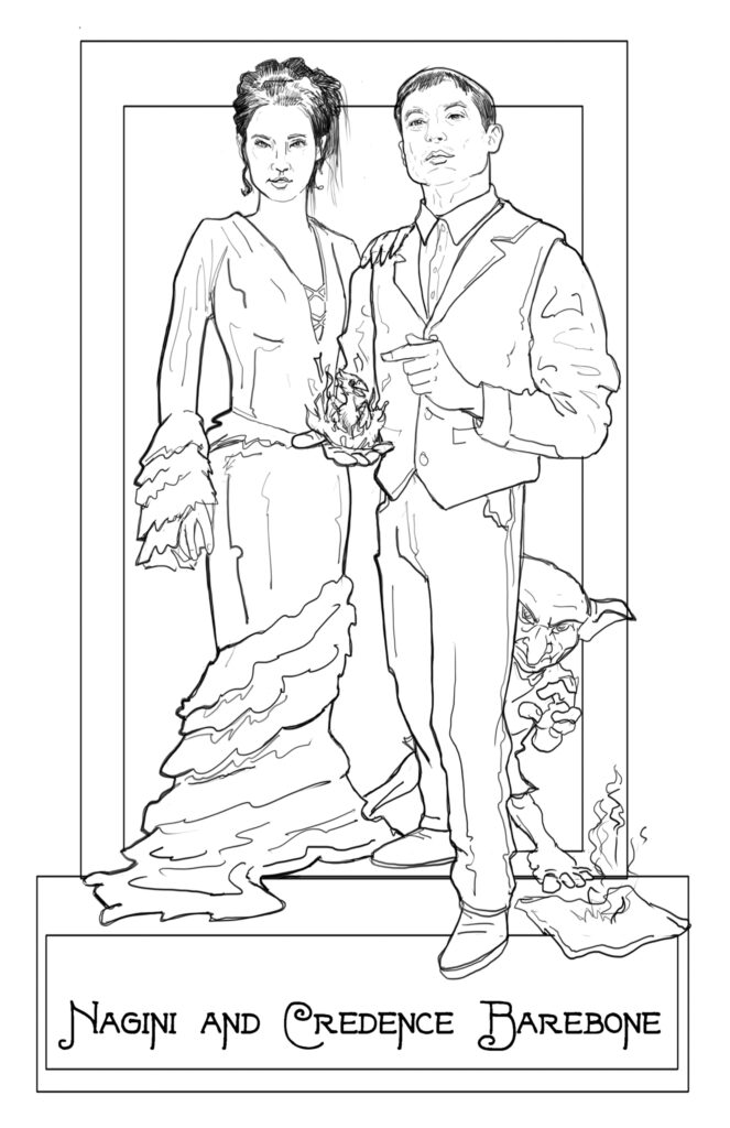 Nagini and Credence harry potter portrait character illustration
