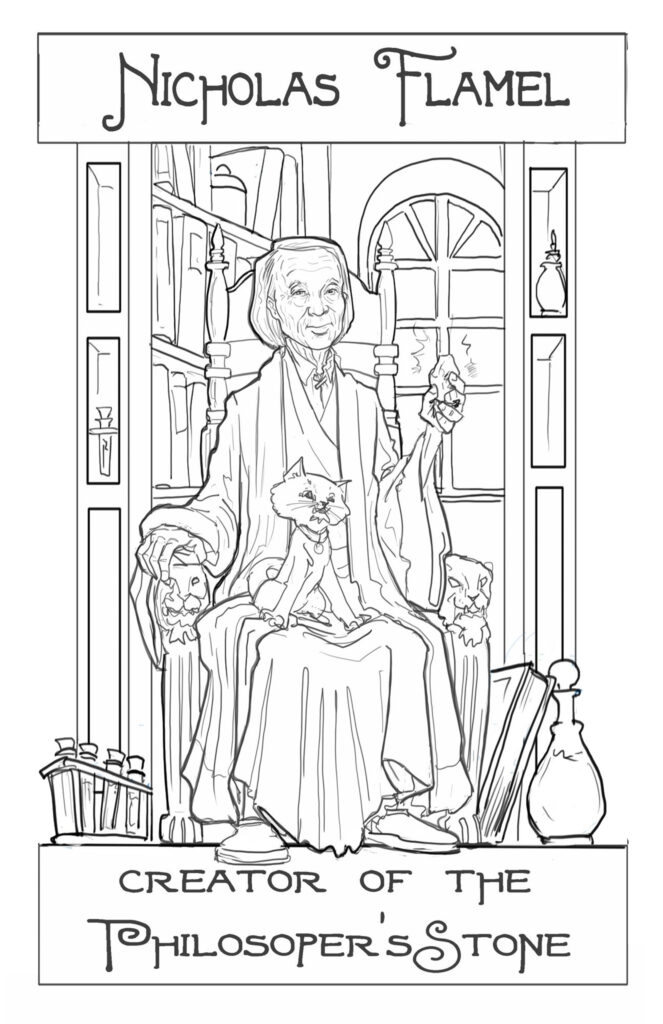 nicholas flamel harry potter portrait character illustration