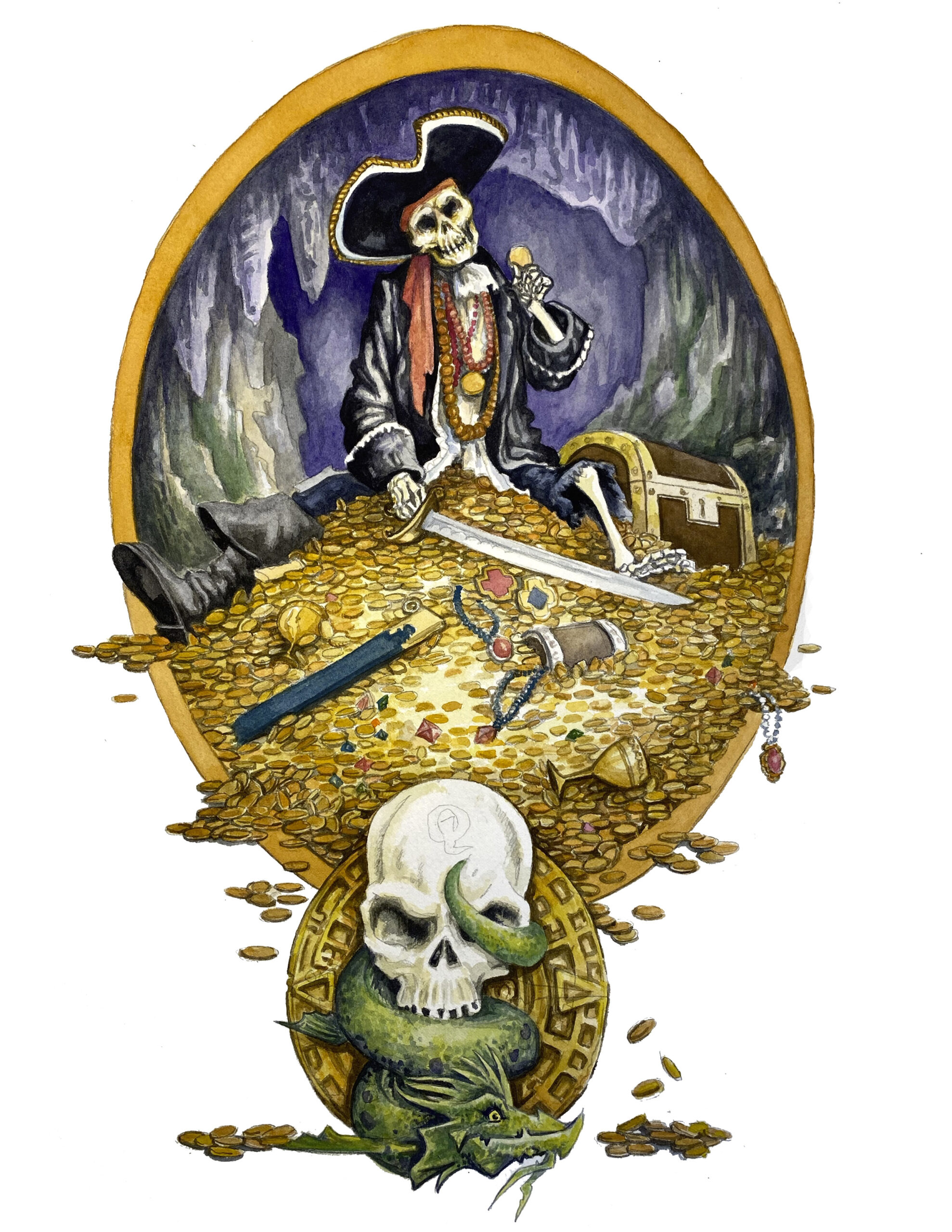 pirate portrait watercolor dead men tell no tales