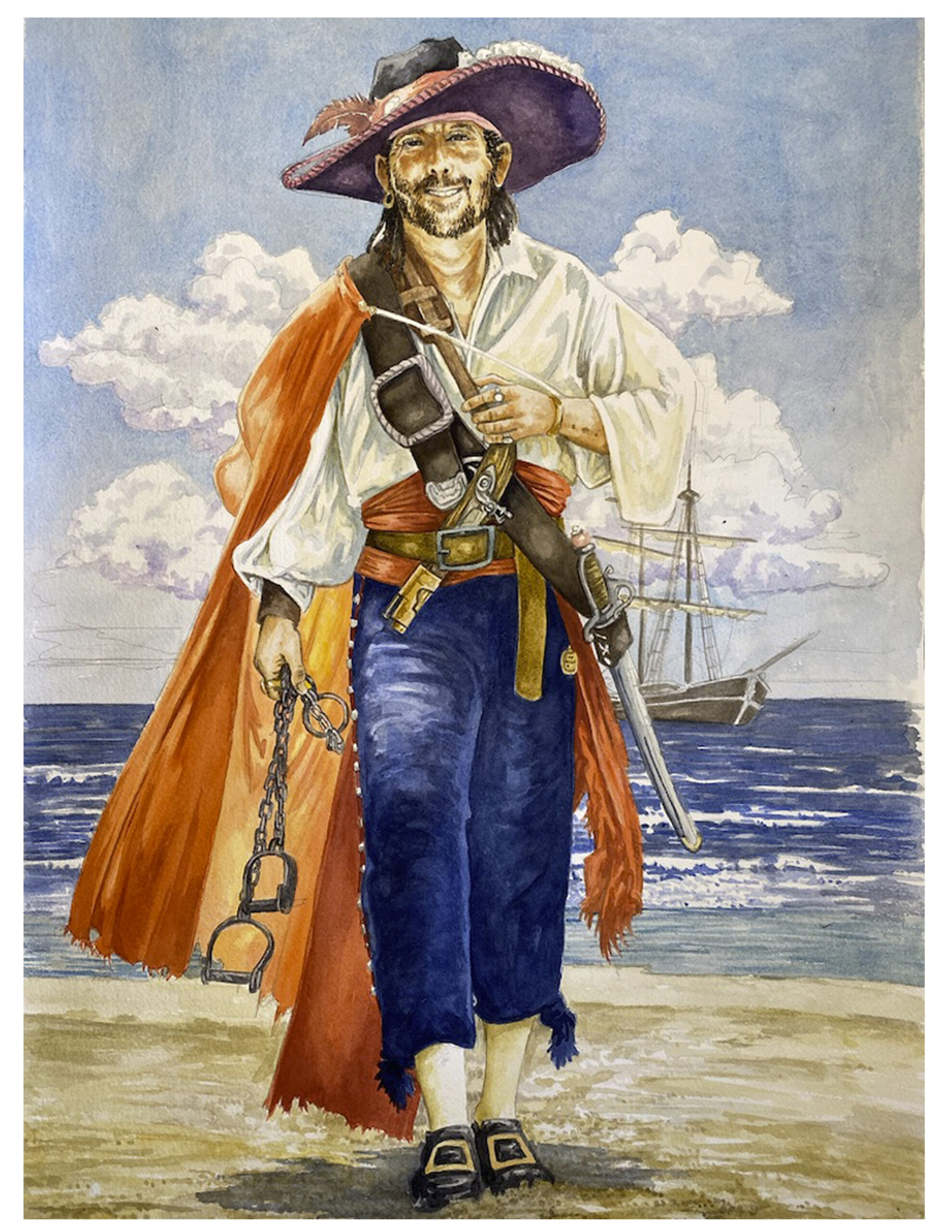 pirate portrait watercolor john marius