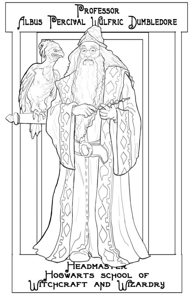 sorcerer dumbledore harry potter portrait character illustration